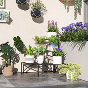 Portapiante a 3 ripiani 87x60x60 cm ad angolo in metallo nero