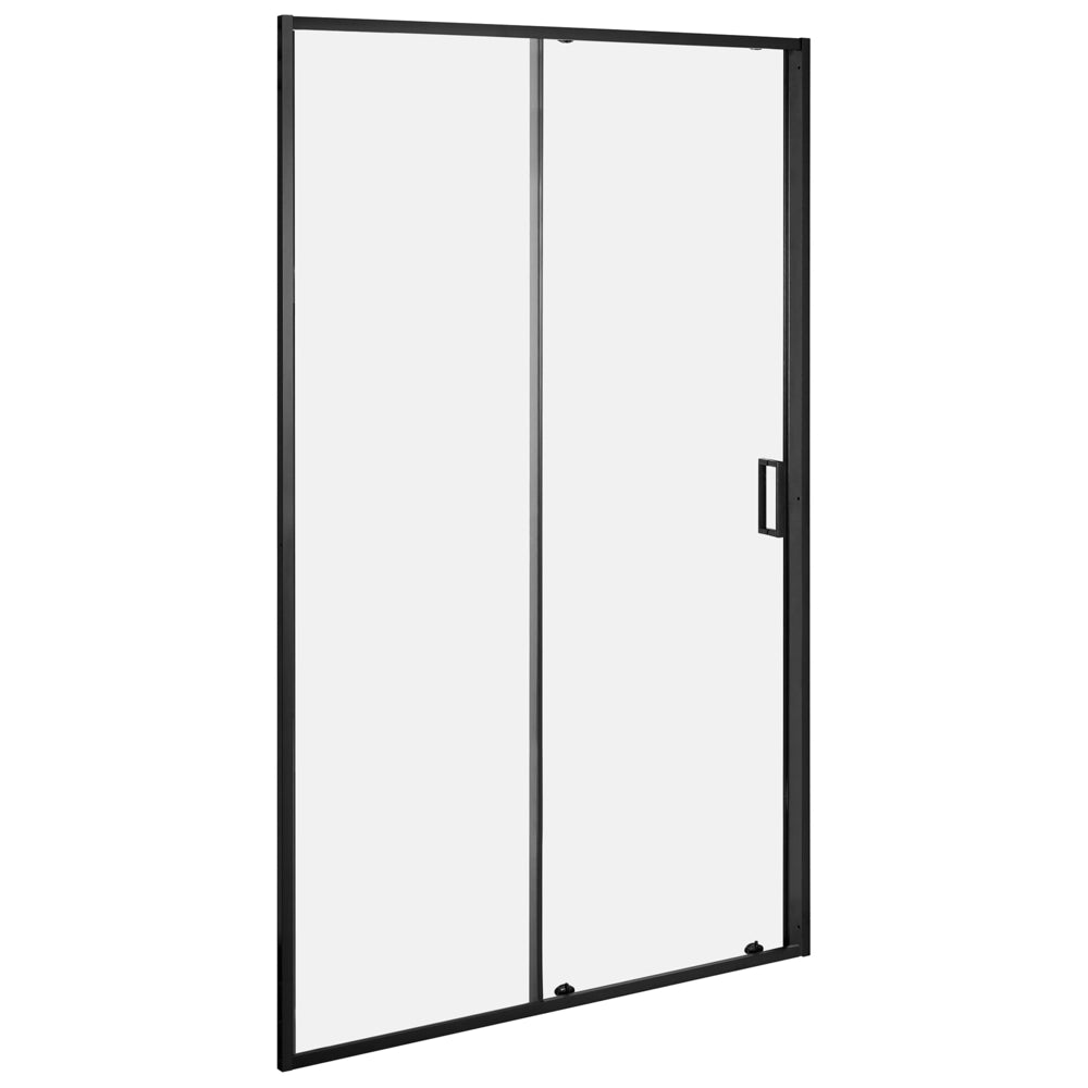 Porta da doccia pieghevole in vetro temperato trasparente con anta 120 x 190 cm nero design elegante