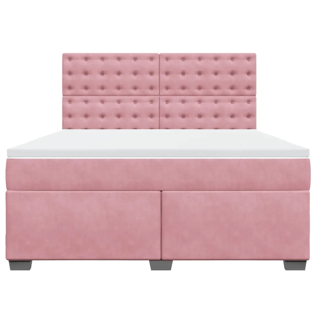 Giroletto a Molle con Materasso Rosa 180x200 cm in Velluto 3293295