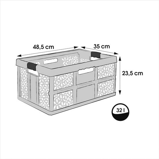 Cassa di lavoro professionale fissa con maniglie soft-touch, 48,5 x 35 x 23,5 cm, 32 l, blauo/marrone scuro