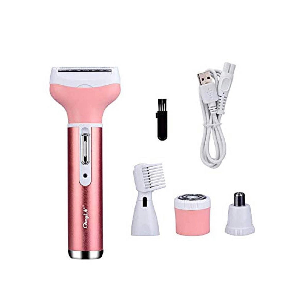 Trade Shop - Kit Rasoio Rifinitore Depilatore Da Donna Ricaricabile Elettrico 4 In 1 Gm-3074 -
