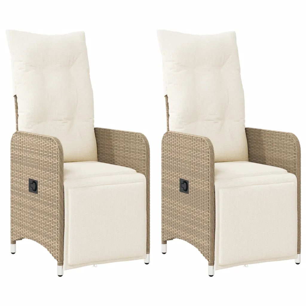 Sedie Reclinabili da Giardino 2 pz | Sedie da Esterno con Cuscini Beige Polyrattan