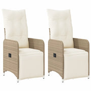 Sedie Reclinabili da Giardino 2 pz | Sedie da Esterno con Cuscini Beige Polyrattan
