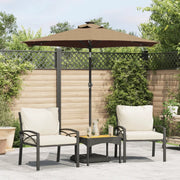 Ombrellone Giardino con LED-Ombrello da Balcone Palo Acciaio Tortora 225x225x212 cm
