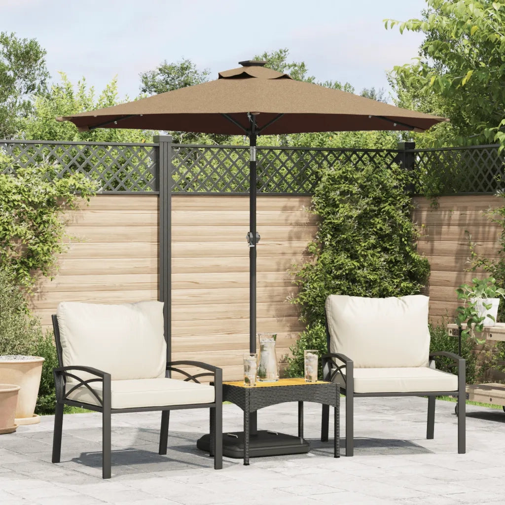 Ombrellone Giardino con LED-Ombrello da Balcone Palo Acciaio Tortora 225x225x212 cm