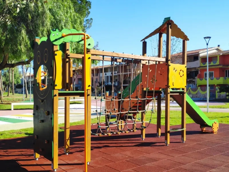 Villaggio Beverly 902 Giochipark torretta ponte scivolo arrampicata EN 1176 - Acciaio inox