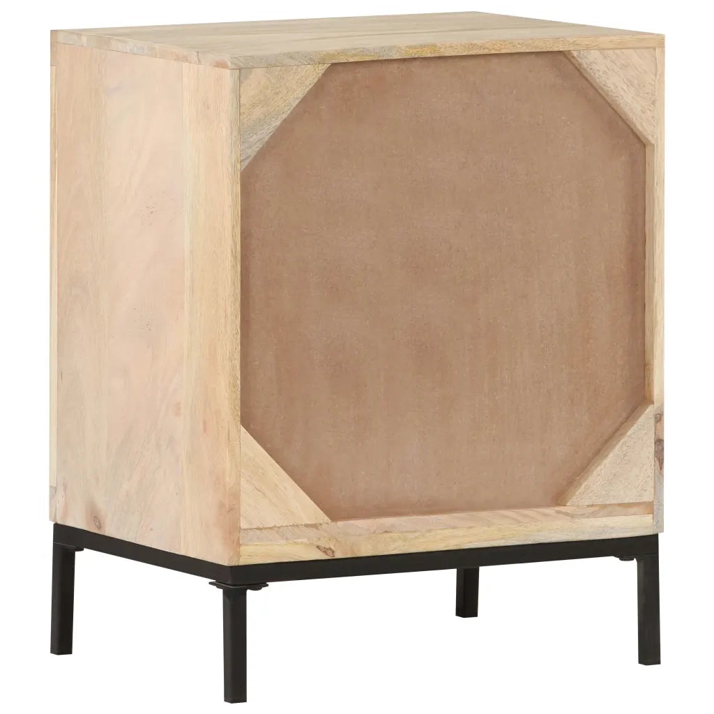 Comodino 40x30x50 cm Legno Massello di Mango e Canna Naturale 323509