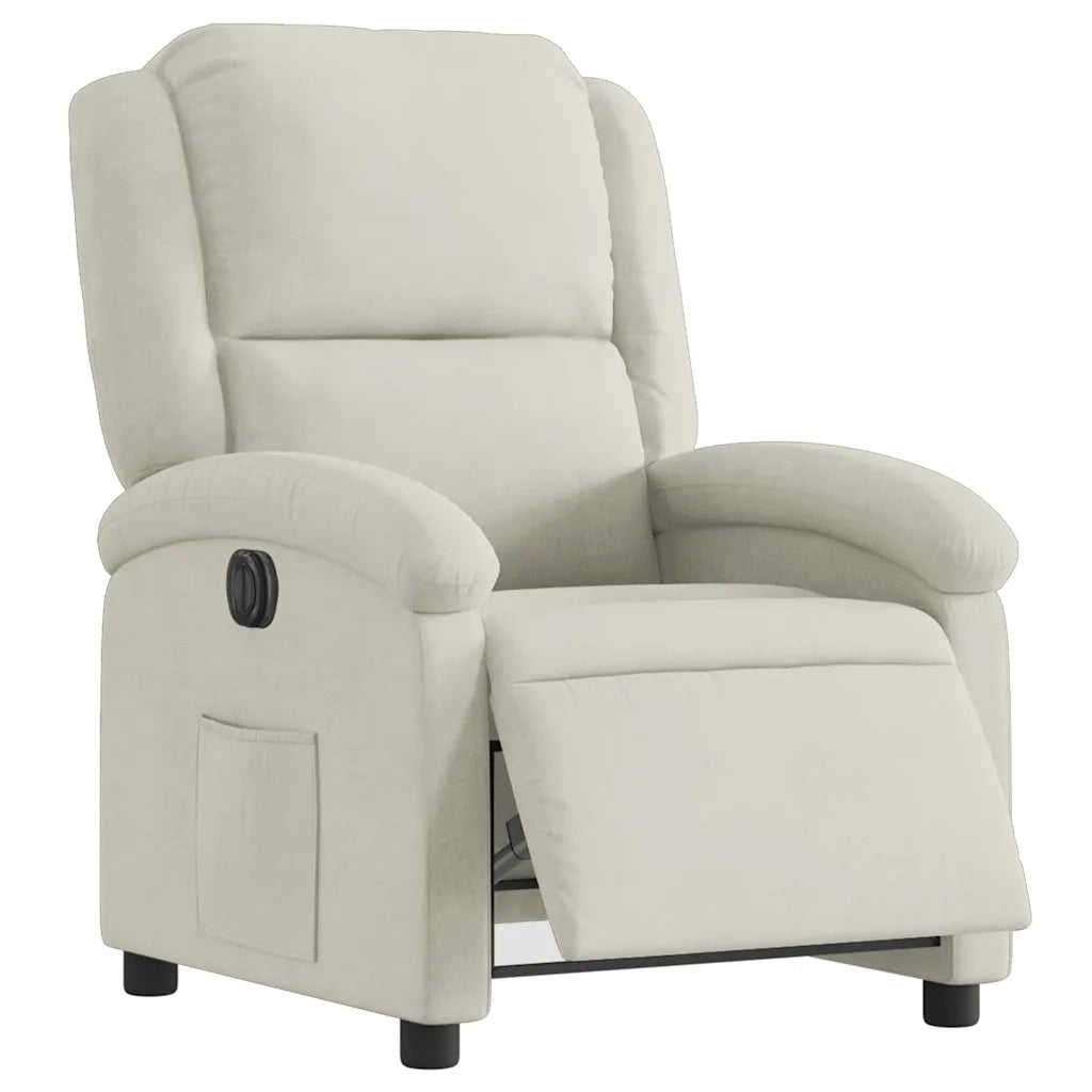 Poltrona Elettrica Reclinabile-Divano Sedia Crema in Velluto 640192