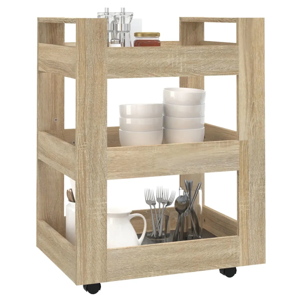 Carrello da Cucina rovere sonoma 60x45x80 cm Legno Multistrato 816819