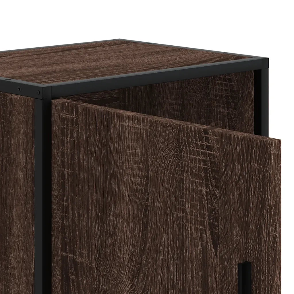 Comodino Rovere Marrone 40x31x50 cm Legno Multistrato e Metallo 848717