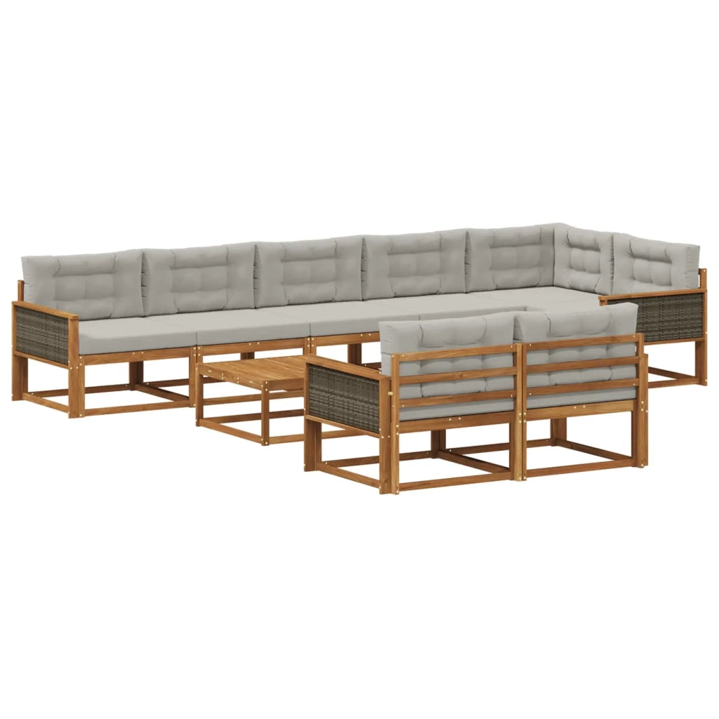 Set di divani da esterno 9 pcs Naturale e Grigio chiaro 3382679