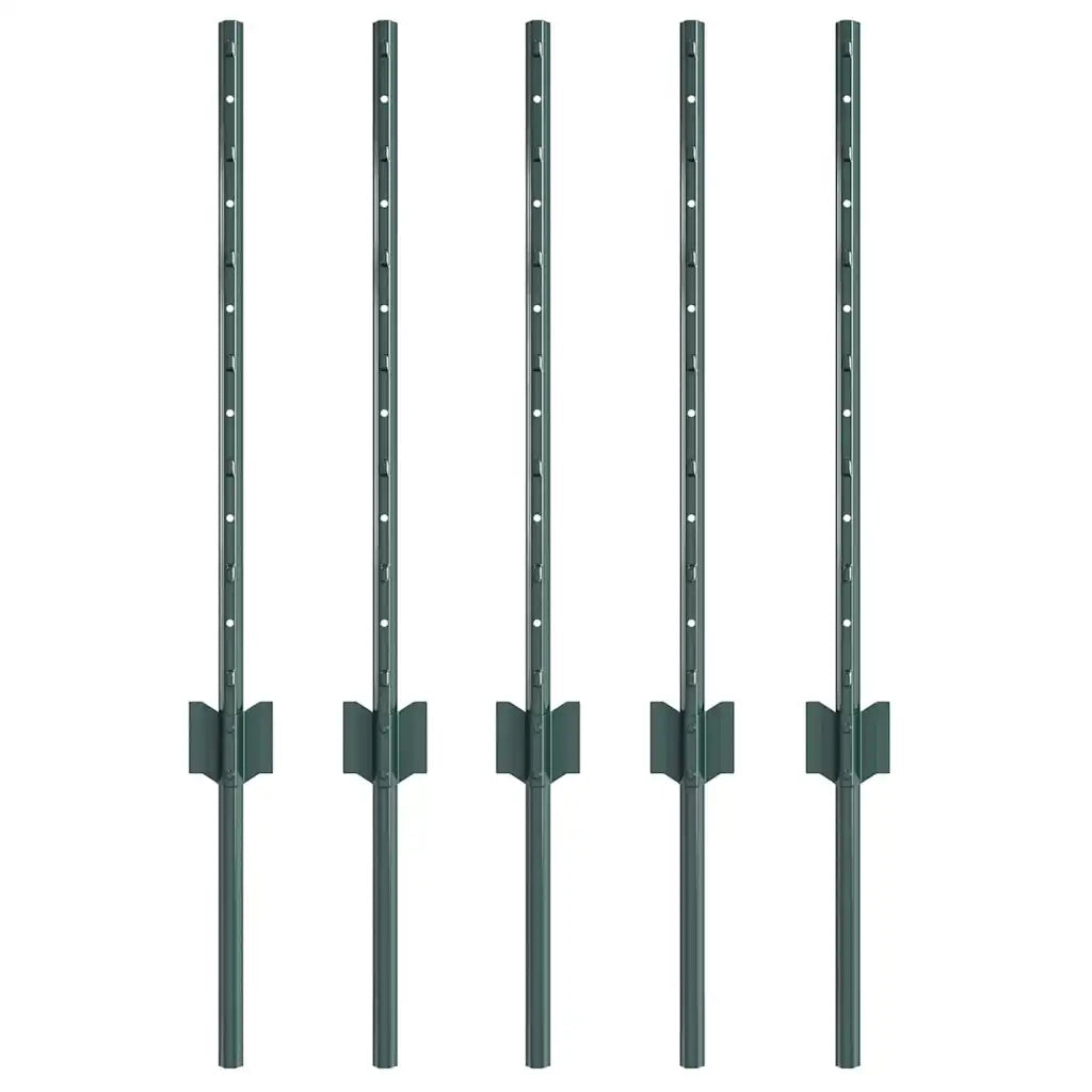Palo della recinzione 5 pcs Verde 100 cm Acciaio 42006260