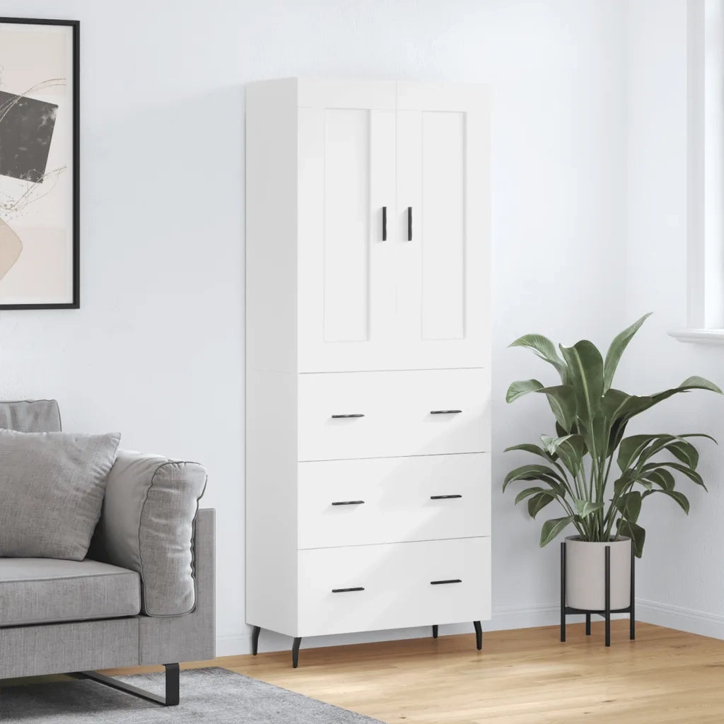 Credenza | Madia | Buffet da pranzo | Armadio da pranzo Bianca 69,5x34x180 cm in Legno Multistrato