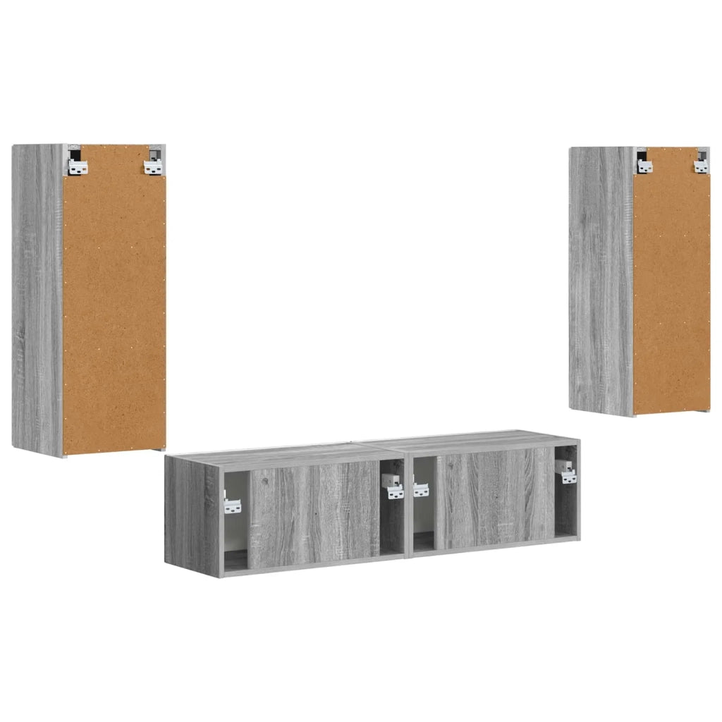 Set mobile TV 2 pz-Credenza per TV Grigio Sonoma Legno multistrato 437593
