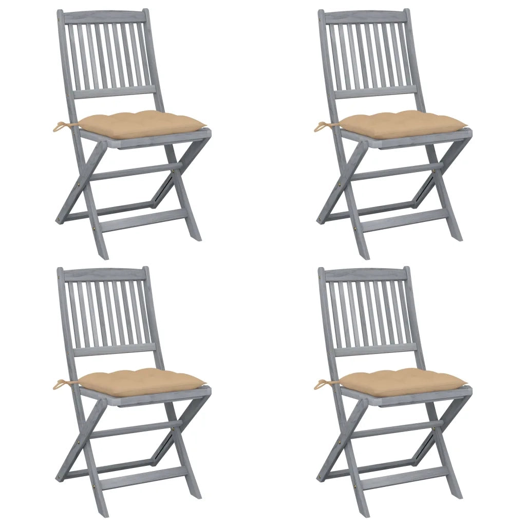 Sedie da Giardino Pieghevoli 4pz con Cuscini in Massello Acacia cod mxl 8164