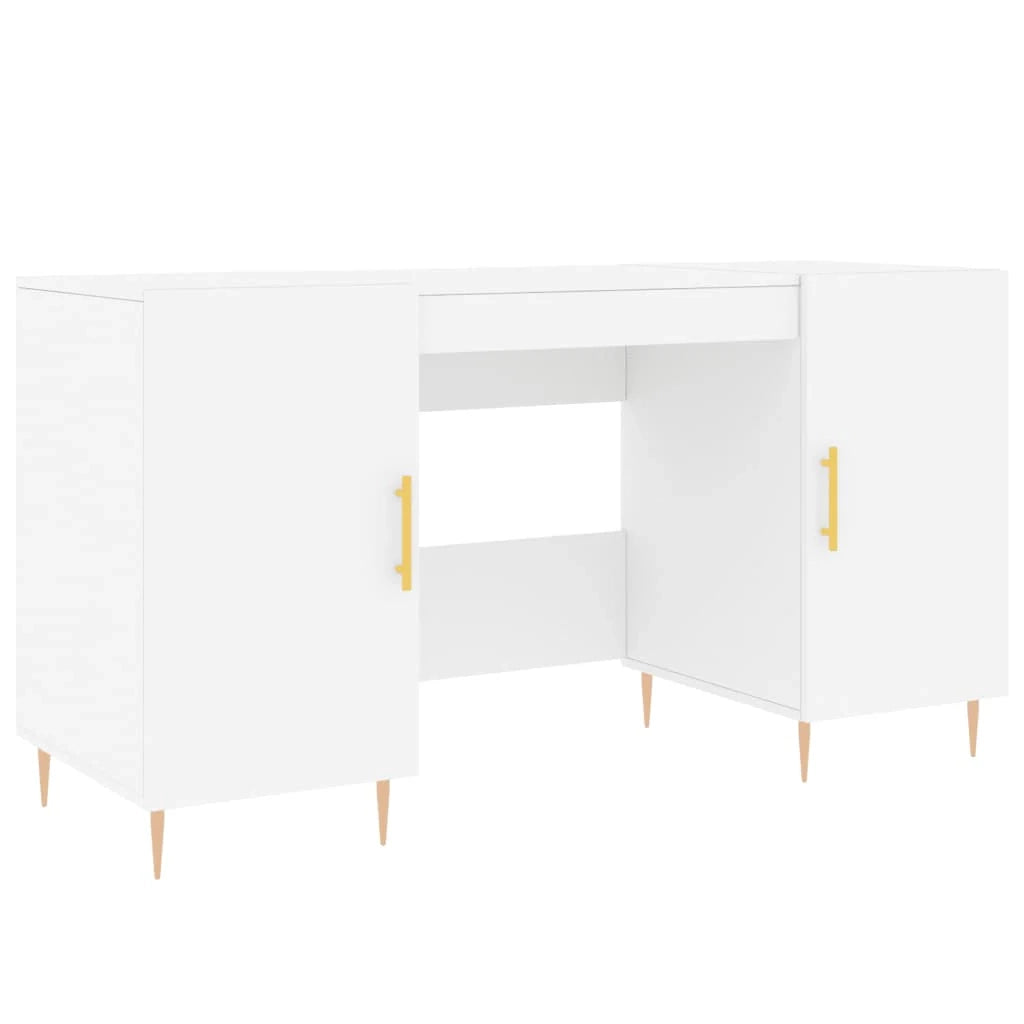Scrivania tavolo postazione di lavoro mobile per computer studio 140 x 50 x 75 cm legno ingegnerizzato bianco 02_0023511