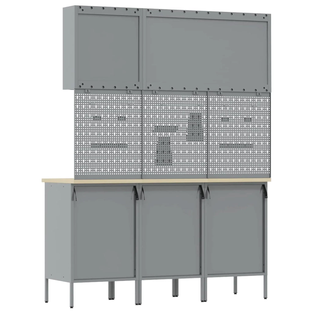 Mobile da lavoro 8 pcs Nero Legno ingegnerizzato e acciaio 3321446
