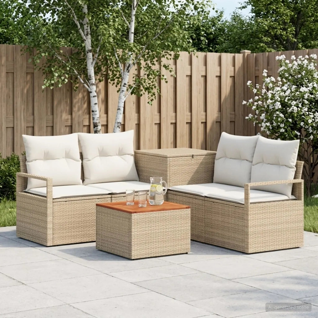 Set di divani 6 pz Beige e Bianco Crema 3447254