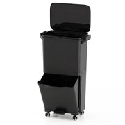 40L Pattumiera Differenziata a 3 Scomparti, Bidone per Spazzatura con Cestino Rimovibile e 4 Ruote, Secchio Rifiuti a Pedale per Cucina Sala da Pranzo Soggiorno (Nero)