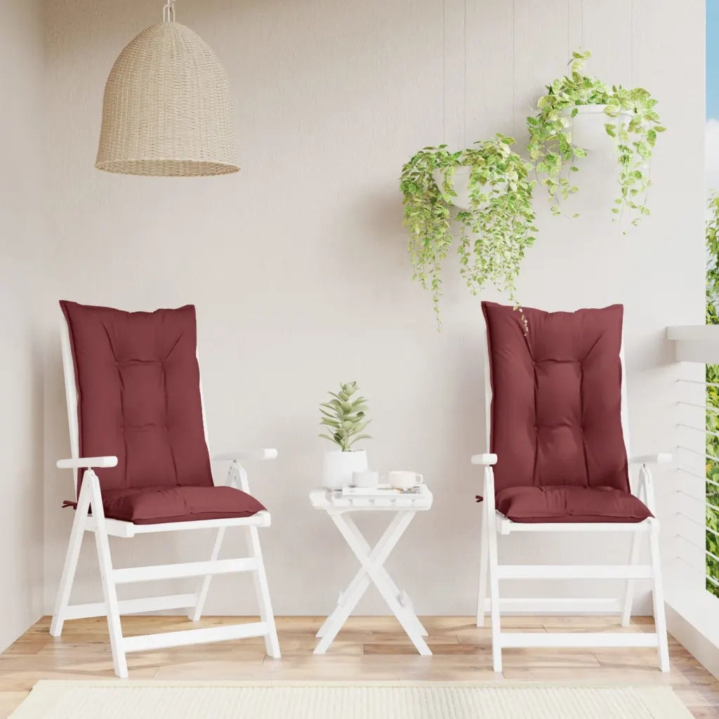 Cuscini Sedia Schiena Alta 2 Rosso Vino Mélange 120x50x7 cm 4002373