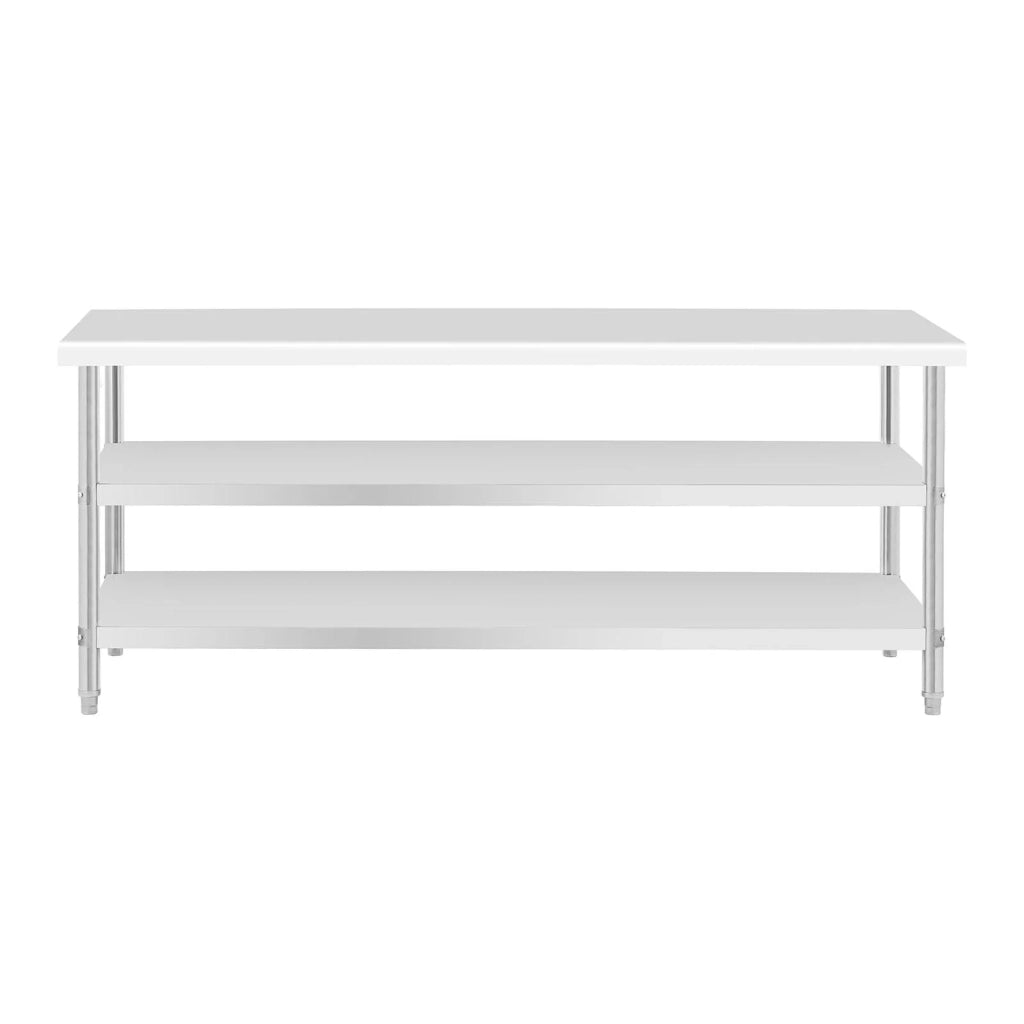Tavolo da lavoro in acciaio inox - 200 x 70 x 5 cm - 231 kg - 2 ripiani 14_0007312