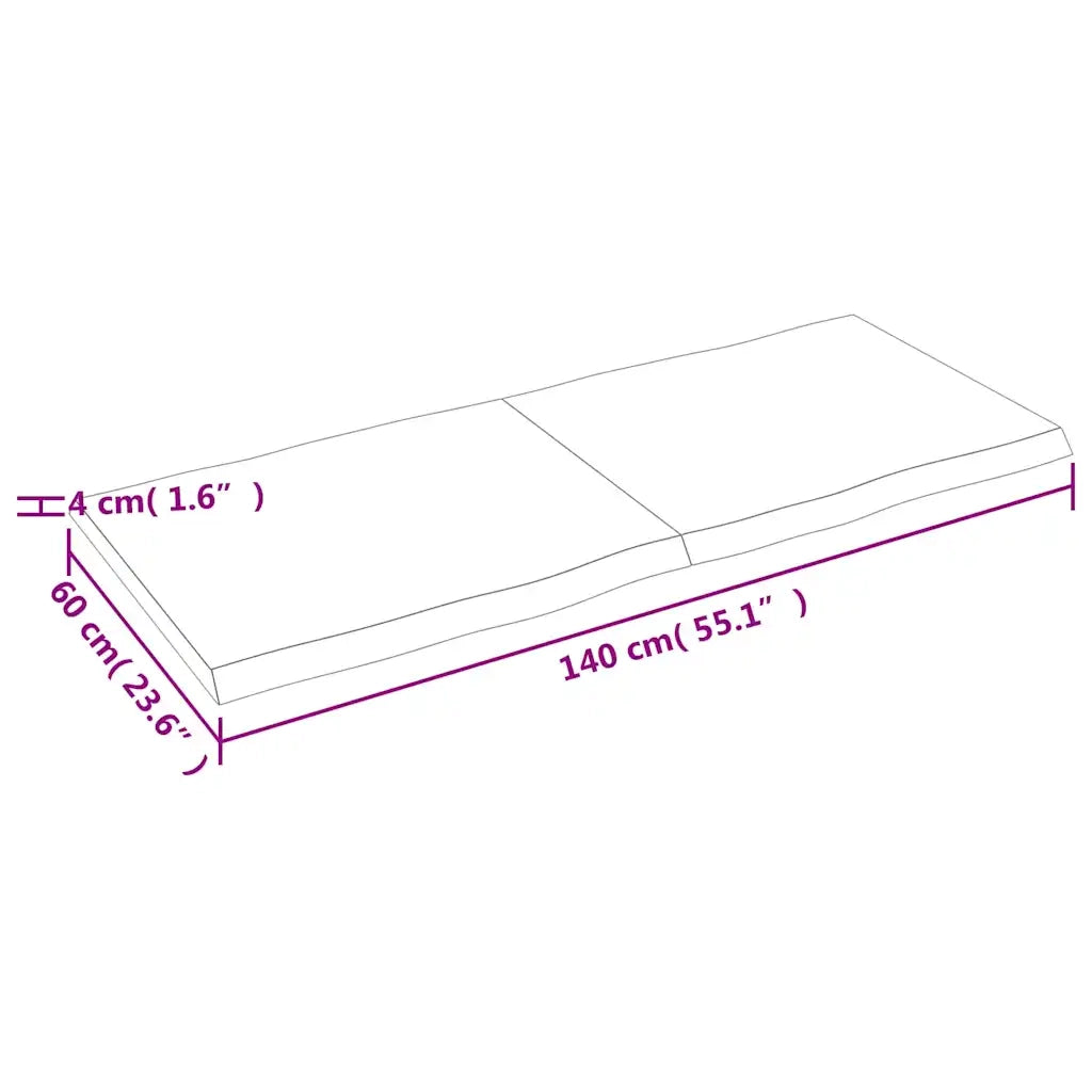 Piano Tavolo Marrone Scuro 140x60x(2-4)cm Rovere Non Trattato 364032