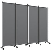 Paravento da Esterno e Interno a 4 Pannelli Pieghevole con Ruote, 221x50x172cm, Grigio Scuro