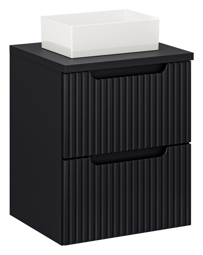 Set mobili bagno 50 cm con piano e lavabo da appoggio Gaja Nova Black 50 cm