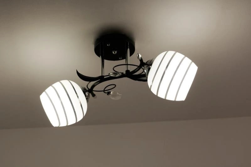 Plafoniera Lampex Milton 2 luci nero/bianco Ø50 E27