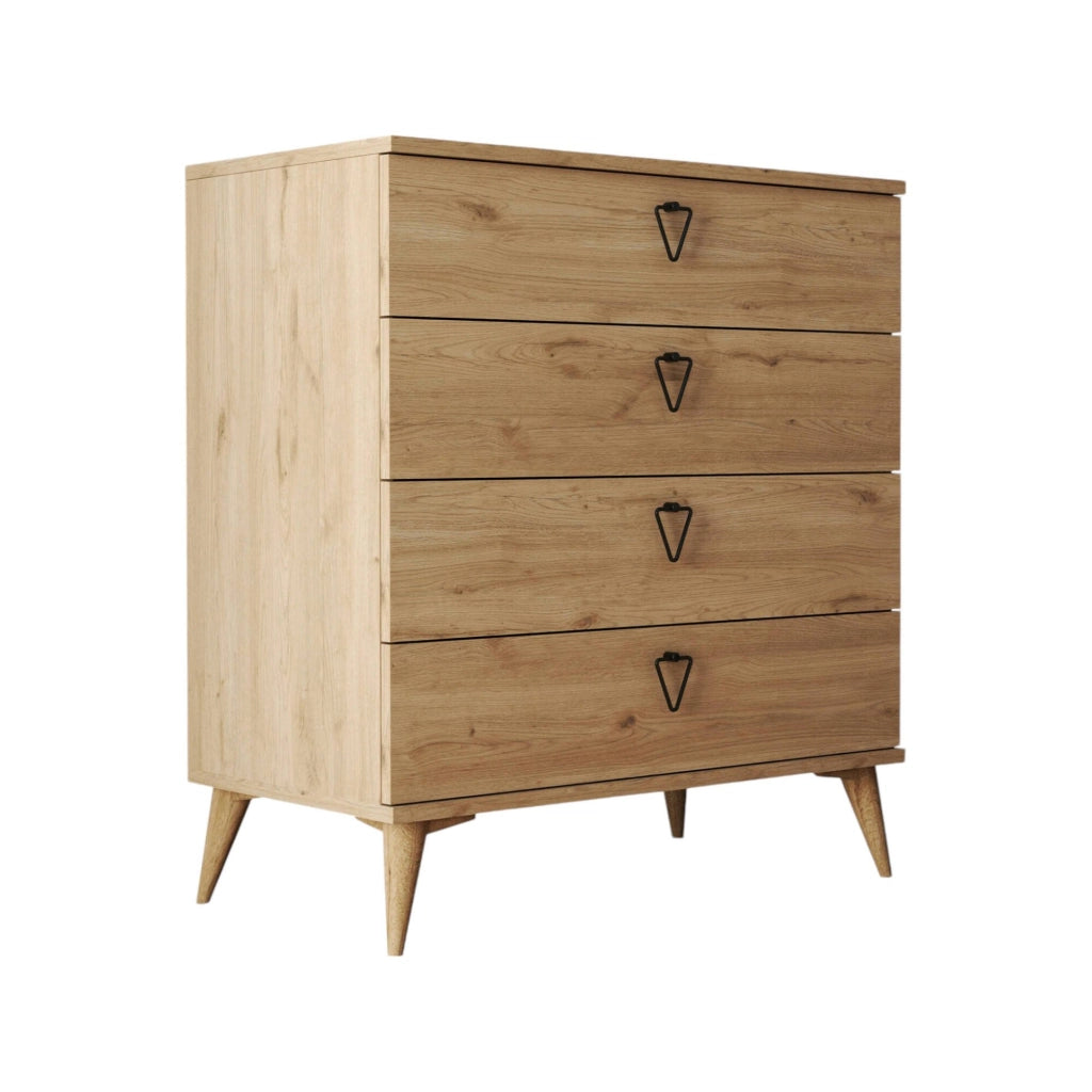 Paula, Cassettiera 4 Cassetti, 80x45x91h cm Marrone Quercia