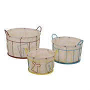Cestone metallo 1-3 con fodera ovale cm 48x44h33,5