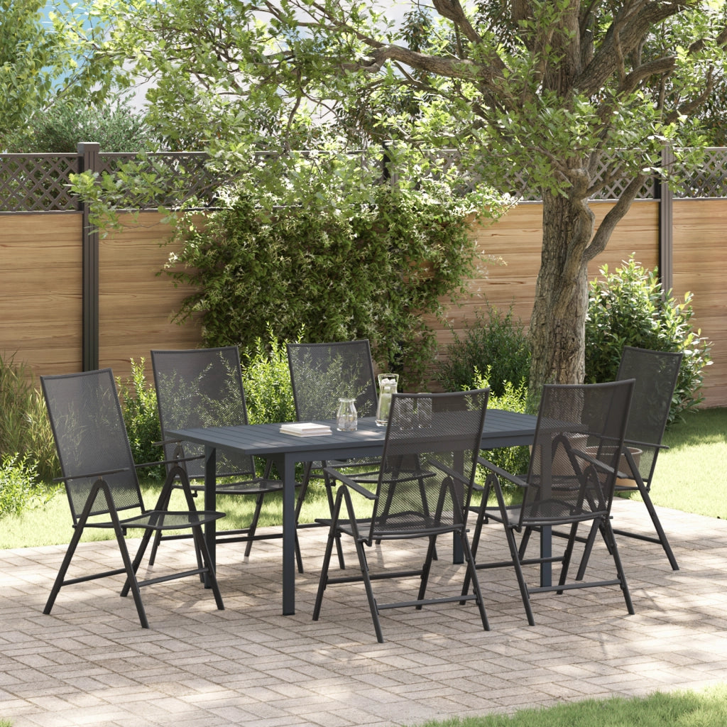 Set pranzo giardino 7 pezzi in acciaio antracite