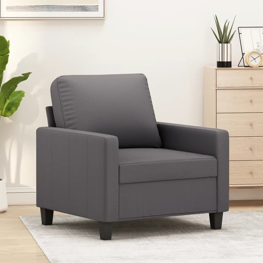 Poltrona-Divano Sedia Grigia 60 cm in Similpelle 496147