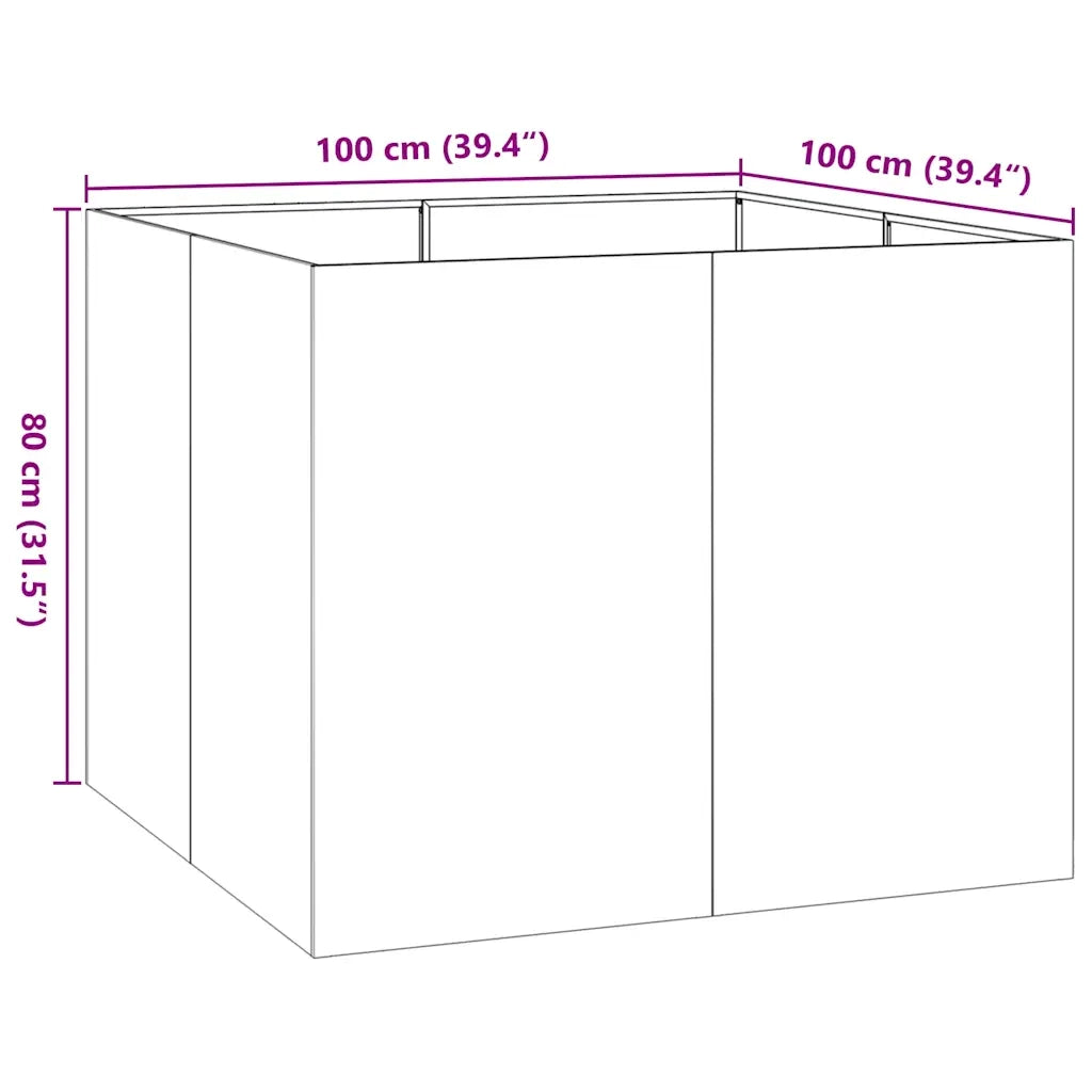 Fioriera | Cassetta per fiori | Vaso Bianca 100x100x80 cm in Acciaio