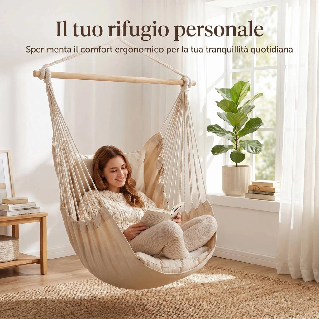 Marvin Amaca Poltrona Sospesa da Giardino Qatar Patio Sedia a Dondolo Seduta Imbottita con cuscini, da Appendere 1 Beige