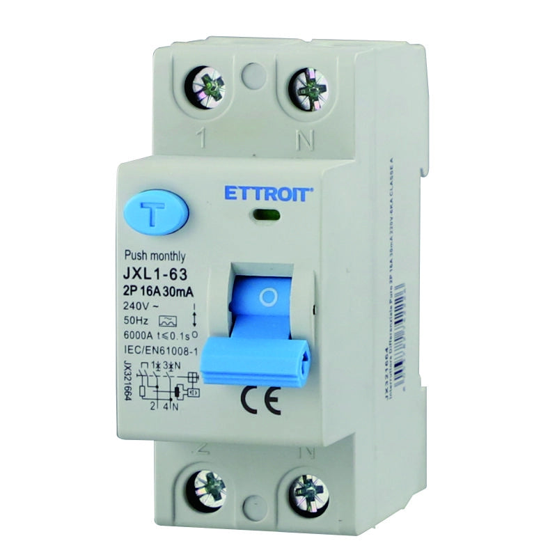 Ettroit Interruttore Differenziale Puro 2P 16A 30mA 220V 6kA Classe A JX321664