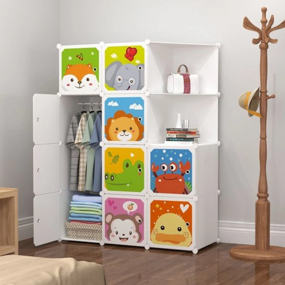 Trade Shop - Armadio Guardaroba Modulare A 10 Cubi Con Ante Decorate Appendiabiti Personalizzabile -