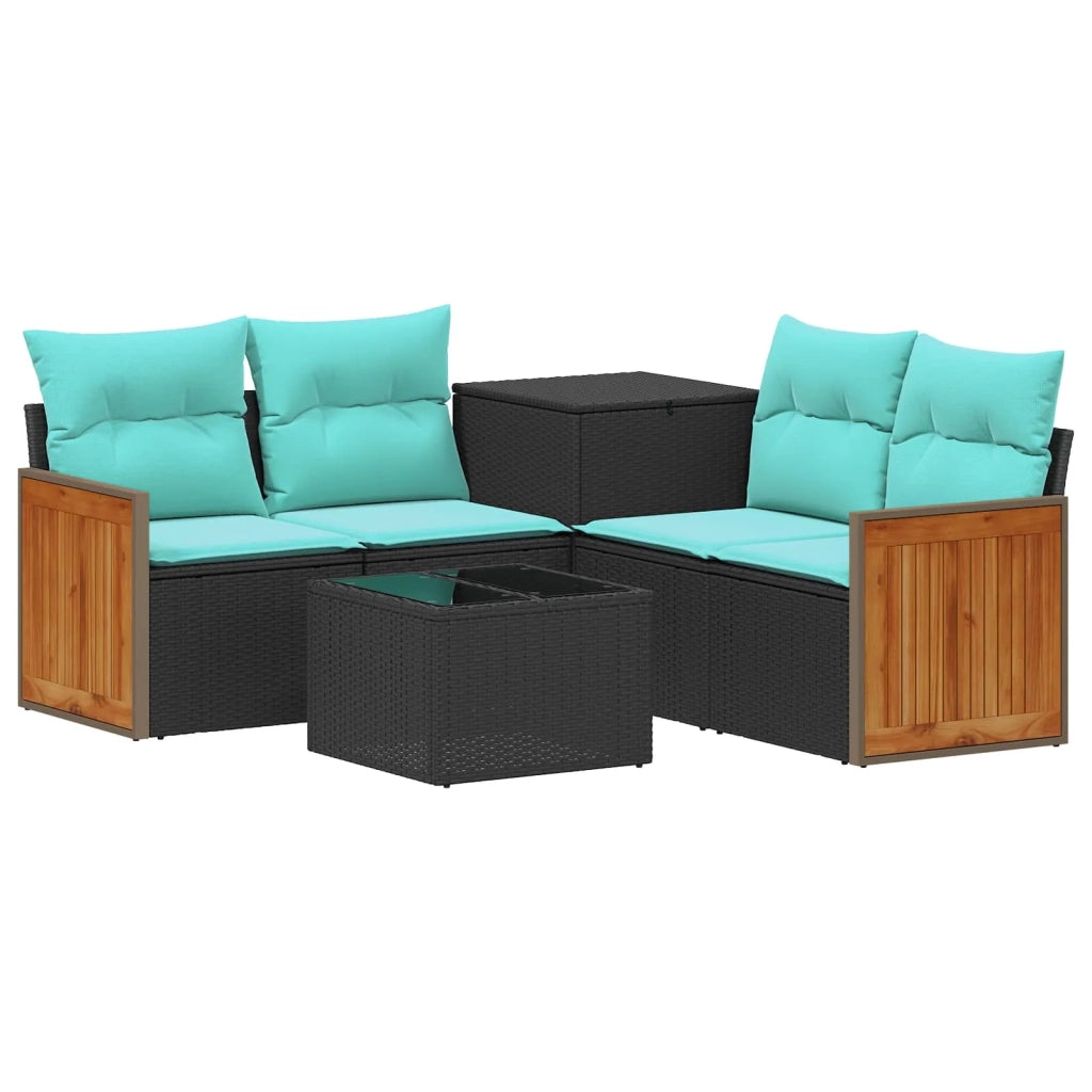 Set di divani 6 pz Nero e Blu 55 x 55 x 37 cm 3447705