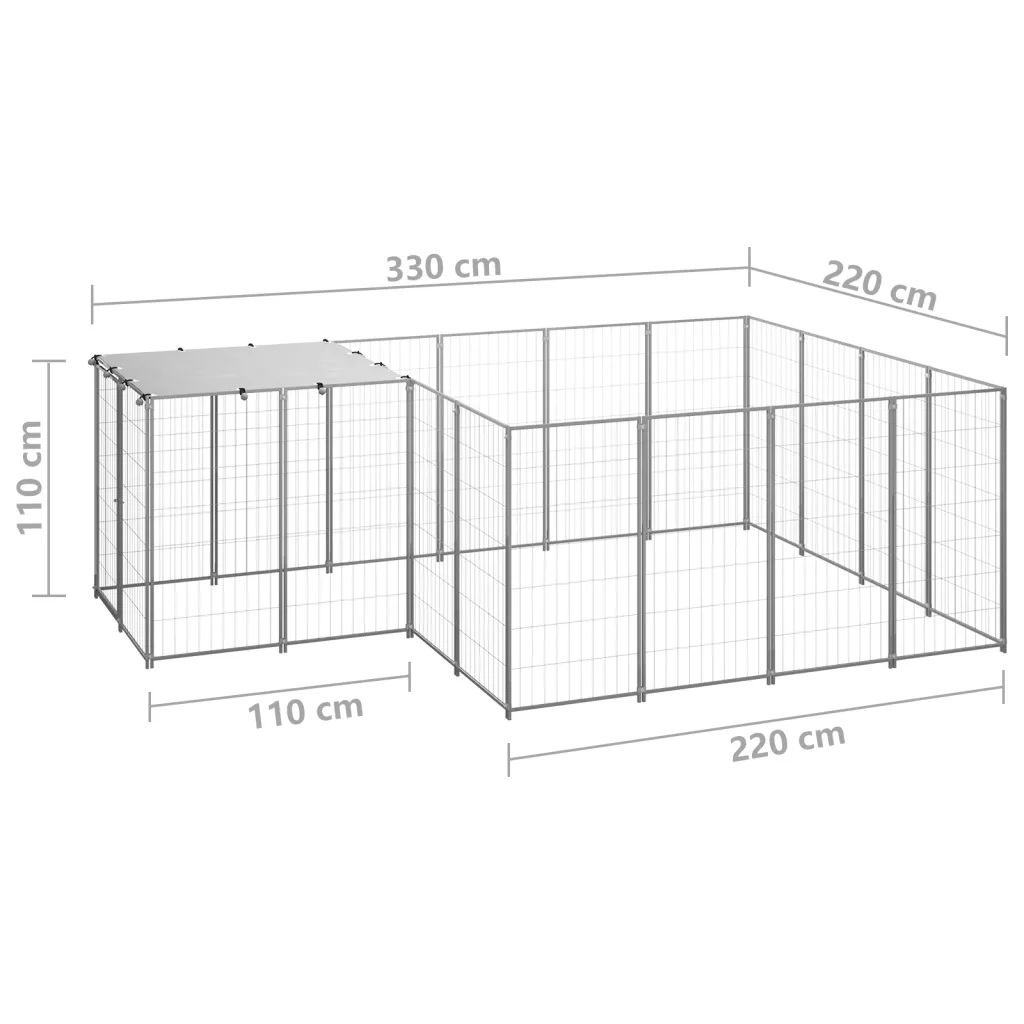 Gabbia per Cani Argento 6,05 m² in Acciaio 3082208