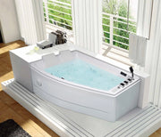 Vasca idromassaggio angolare biposto asimmetrica Radio Bluethoot, cromoterapia 170x120cm Slosa Full Bianco,170x120x63cm (LxPxH) ,Sinistra,2
