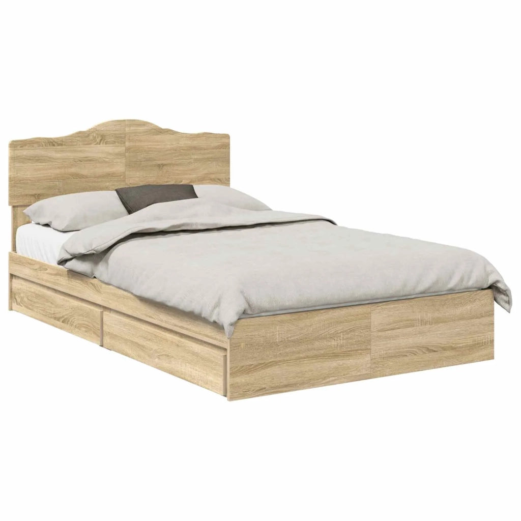 Letto con Contenitore con testiera Rovere Sonoma 135 x 190 cm