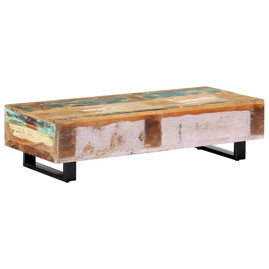 Tavolino da CaffÃ¨ 120x50x30cm Legno Massello Recuperato Acciaio cod mxl 19777
