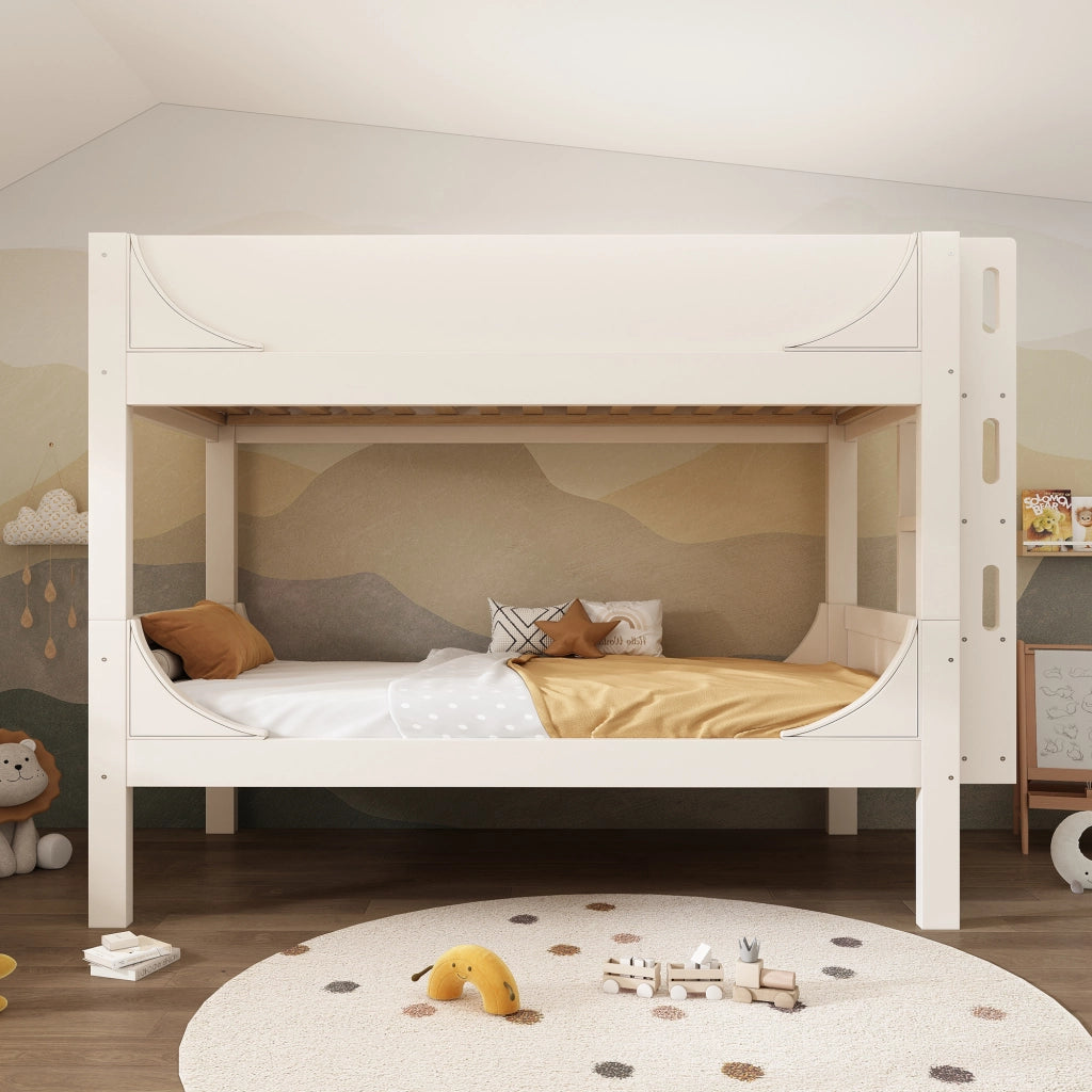 Letto a Castello 90 x 200 cm; Letto 2 Posti - Scala reversibile; separabile - Bianco