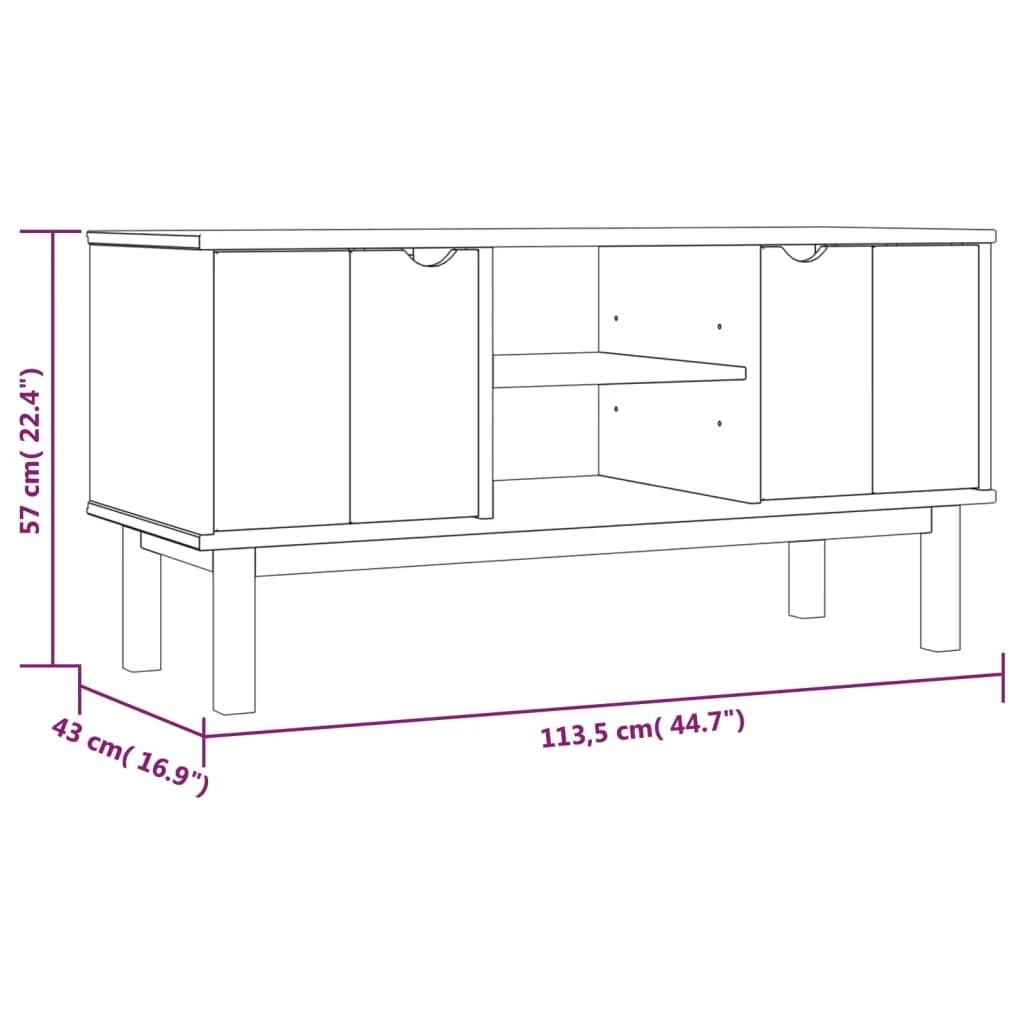 Mobile TV multimediale scaffale TV credenza mobile TV sala da pranzo soggiorno camera da letto 113,5 x 43 x 57 cm legno di pino massiccio marrone 02_0028276