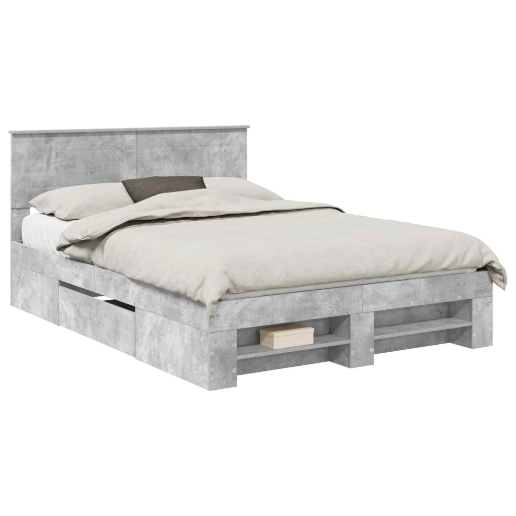 Struttura del letto con testiera Grigio cemento 160 x 200 cm