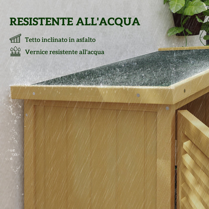 Casetta Box da Giardino 87x46,5x160 cm con Ante a persiana in Legno