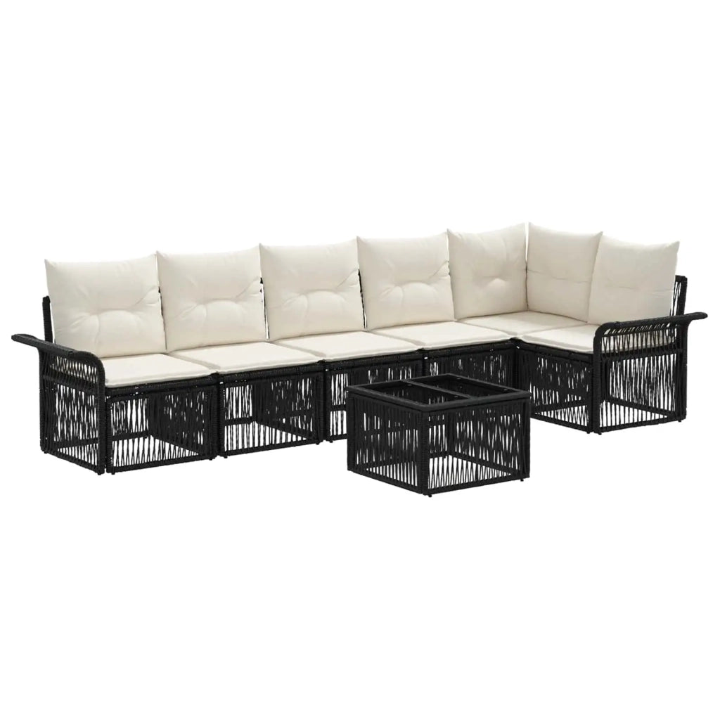 Set Divano da Giardino 7 pcs Nero polyrattan