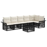 Set Divano da Giardino 7 pcs Nero polyrattan