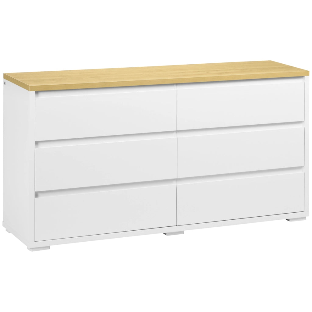 Cassettiera 6 Cassetti in Truciolato Bianco ¨C Zephmum ¨C 140x37x75 cm