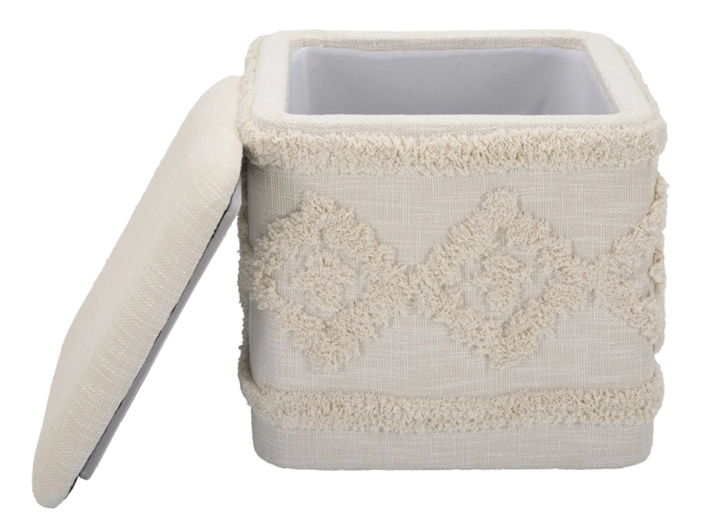 Pouf Contenitore Elegante in Tessuto Damasco Quadrato 40x40x40 cm